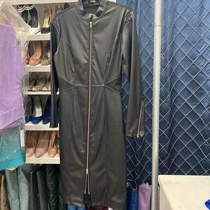 Black Faux Leather Long dress